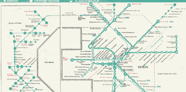 Ost-Berliner Netzplan mit dem "Fremdkörper" Westberlin (schraffiert)